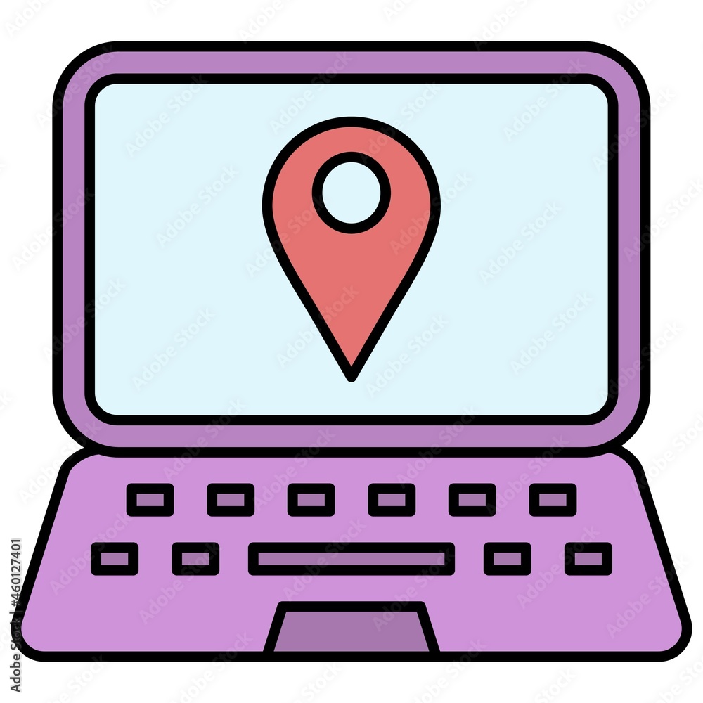 Vector Laptop Map Filled Outline Icon Design Vector Laptop Map Filled Outline Icon Design