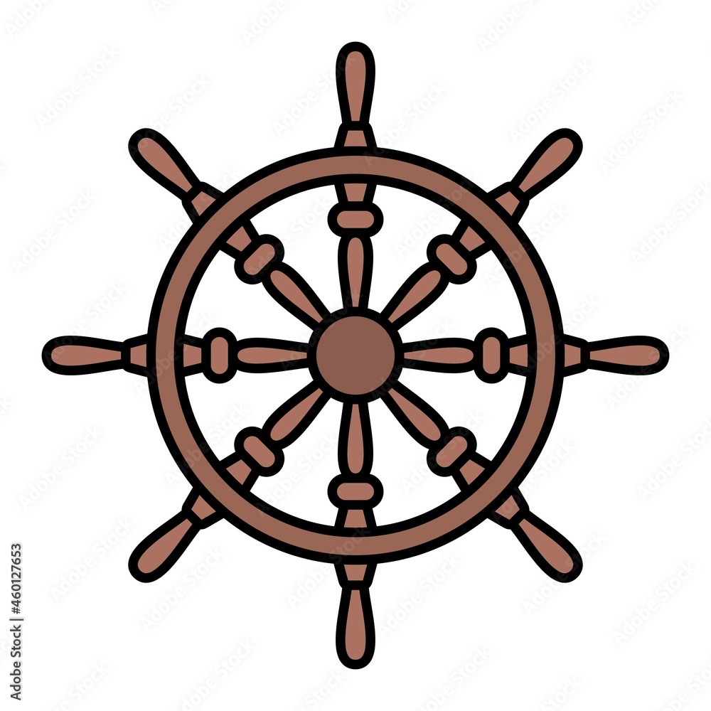 Vector Ship Wheel Filled Outline Icon Design