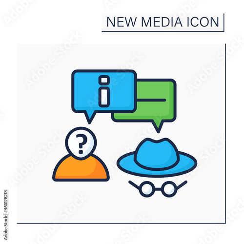 Anonymous color icon. Anonymous communication. Private chat. Interact around information anonymously.New media concept. Isolated vector illustration