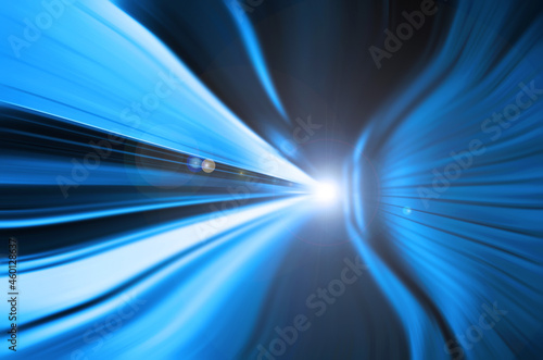 abstract blue tunnel motion background with light