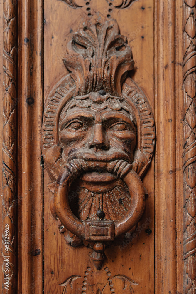Door knockers on ancient Barcelona doors