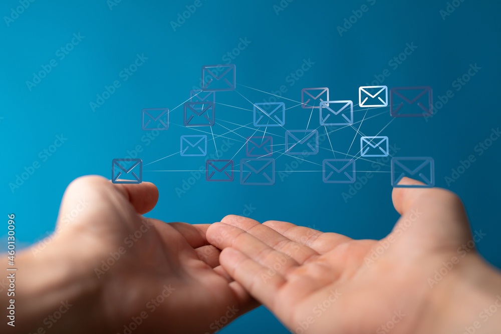 Network Communications with email symbol. Network Communications with email symbol.