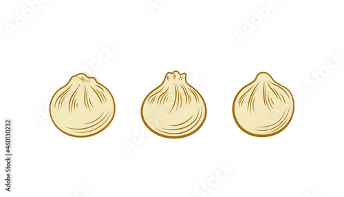Vector set of dumplings illustrations, Dim Sun, Isolated on white background food, colored icons.