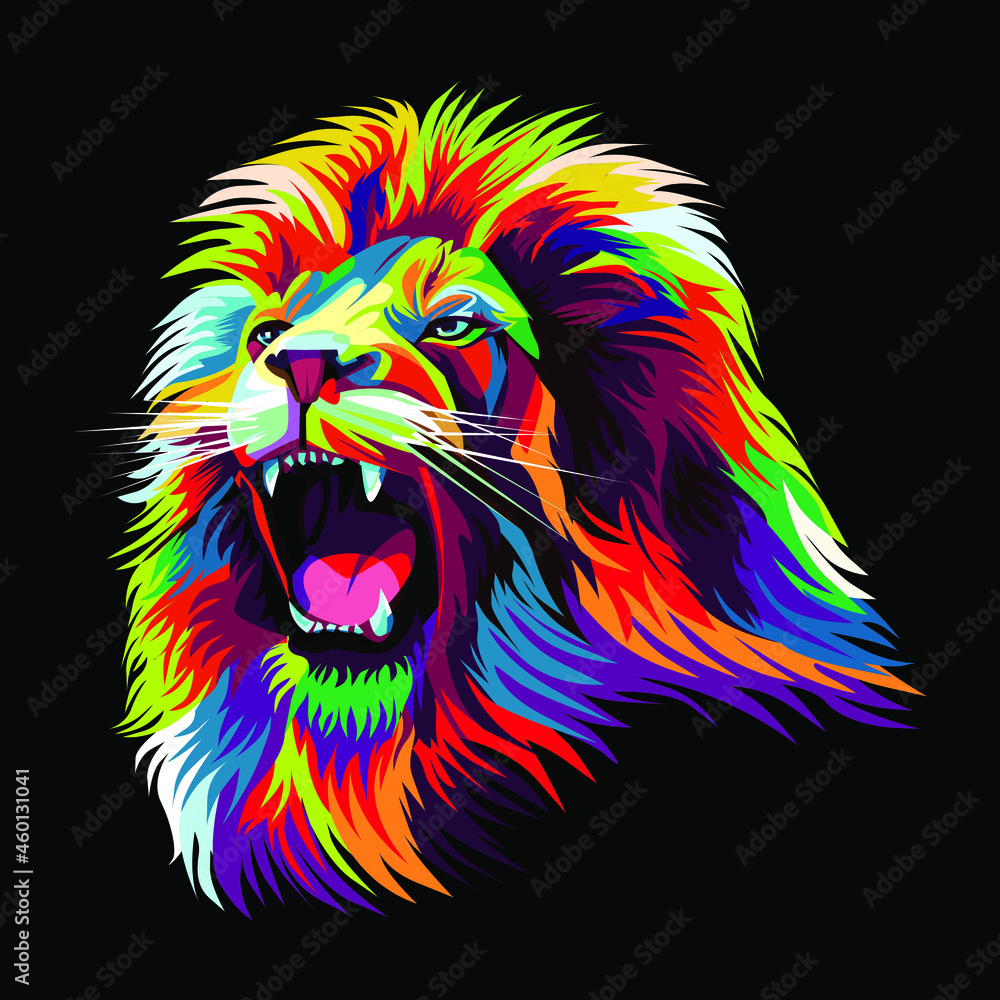 lion head pop art illustration