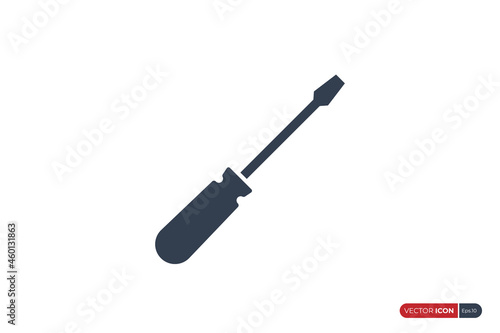 Simple Screwdriver Icon isolated on White Background. Flat Vector Icon Design Template Element for Industrial and Construction Needs.
