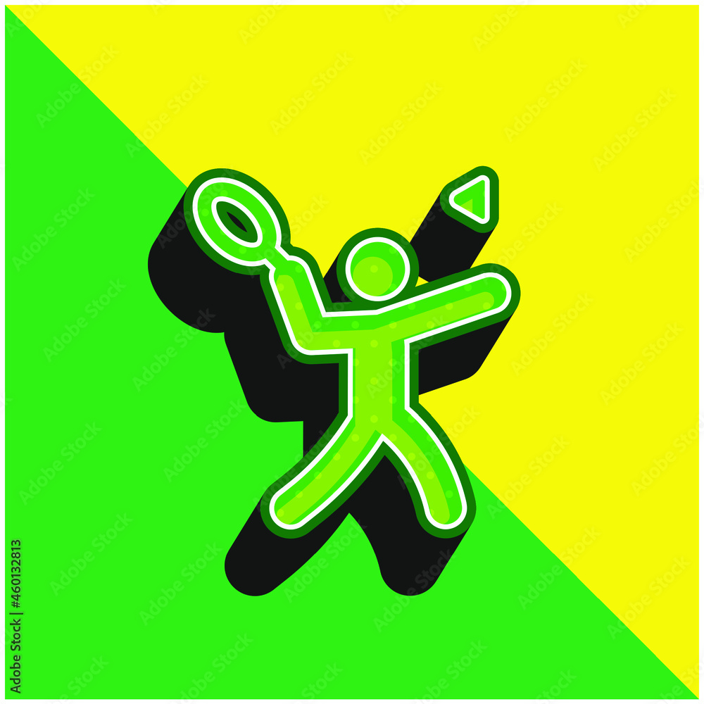 Badminton Green and yellow modern 3d vector icon logo Badminton Green and yellow modern 3d vector icon logo