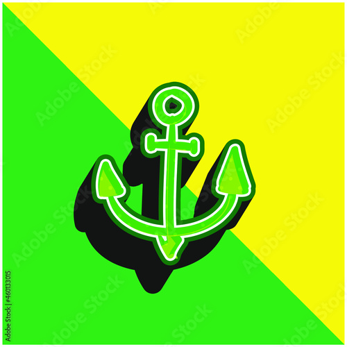 Anchor Green and yellow modern 3d vector icon logo