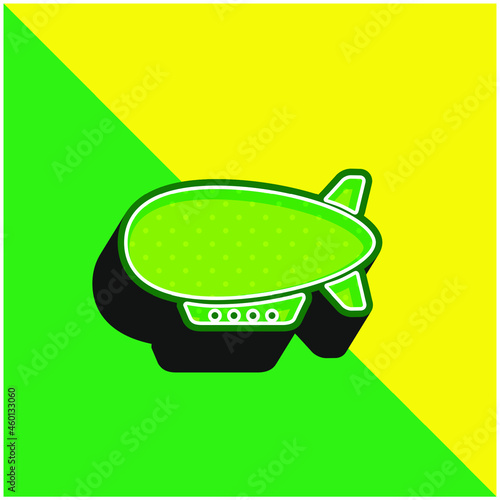 Airship Side View Green and yellow modern 3d vector icon logo