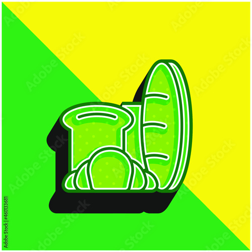 Bread Green and yellow modern 3d vector icon logo