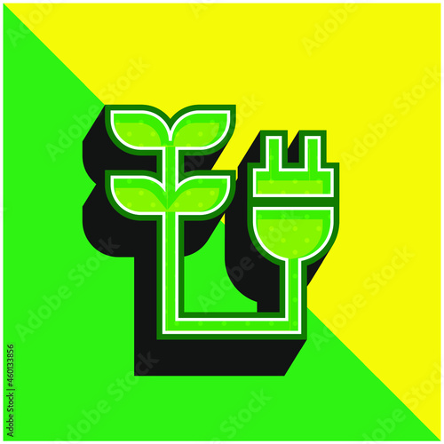 Bioenergy Green and yellow modern 3d vector icon logo