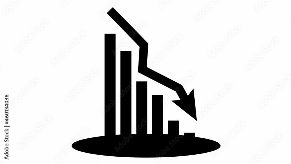 Vidéo Stock Animated black chart of financial decline with a trend line ...