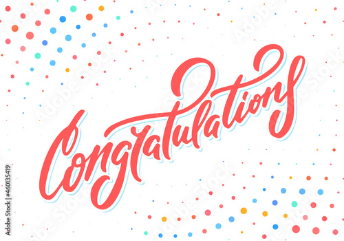 Congratulations. Vector handwritten lettering card.