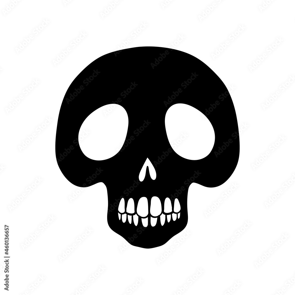 Vector simple human skull with crossbones, danger sign, isolated black object Vector simple human skull with crossbones, danger sign, isolated black object