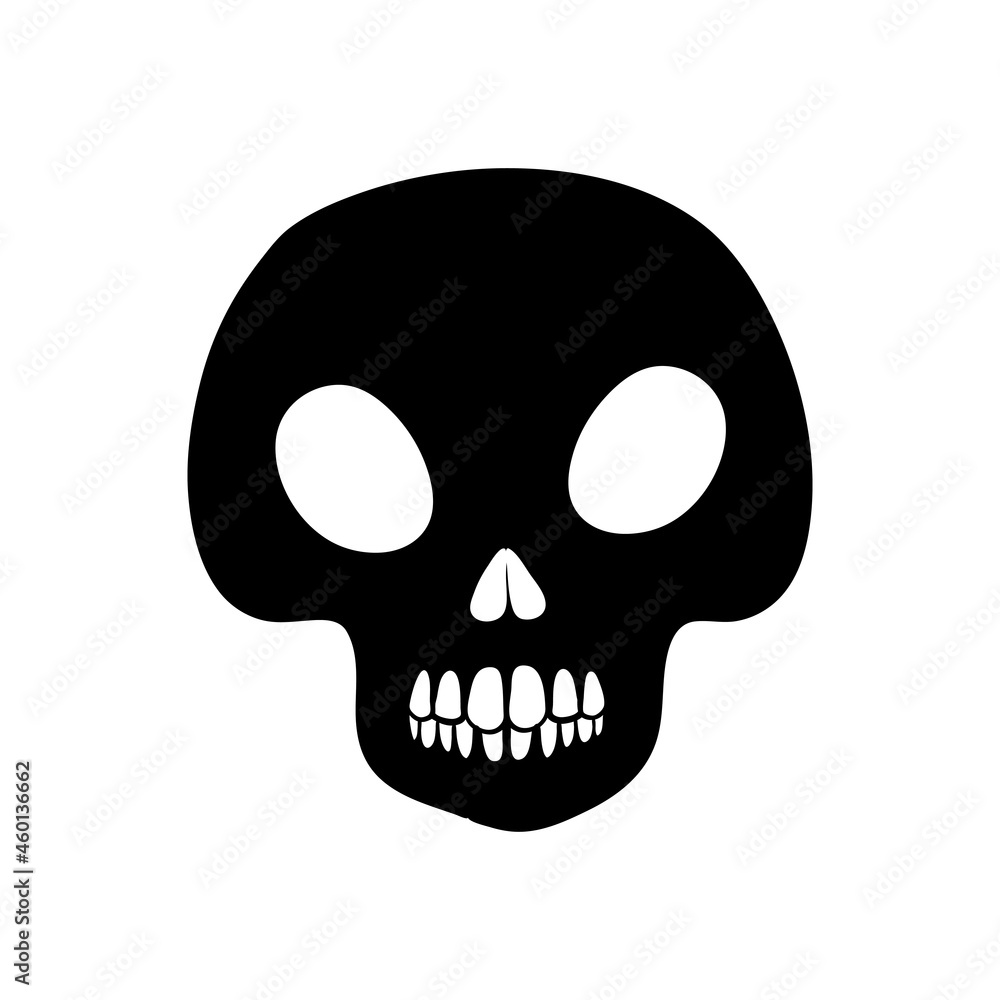 Vector simple human skull with crossbones, danger sign, isolated black object Vector simple human skull with crossbones, danger sign, isolated black object