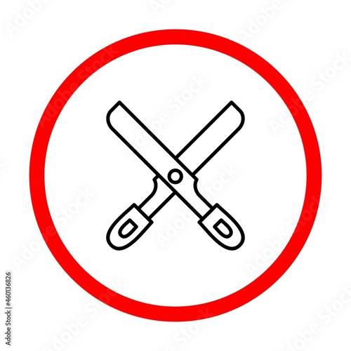 Scissors Vector Line Sign Circle Icon Design
