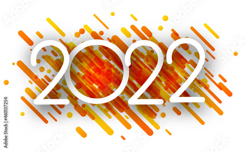 2022 white sign on brush strokes background.