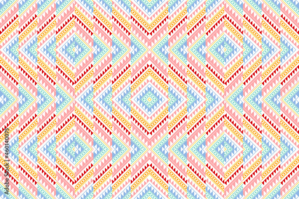 pastel colorful vintage zigzag ethnic geometric abstract seamless traditional pattern. design for background, carpet, wallpaper backdrop, clothing, wrapping, batik, fabric. embroidery style. vector.