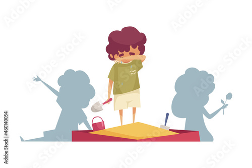 Sad Boy Cartoon Illustration