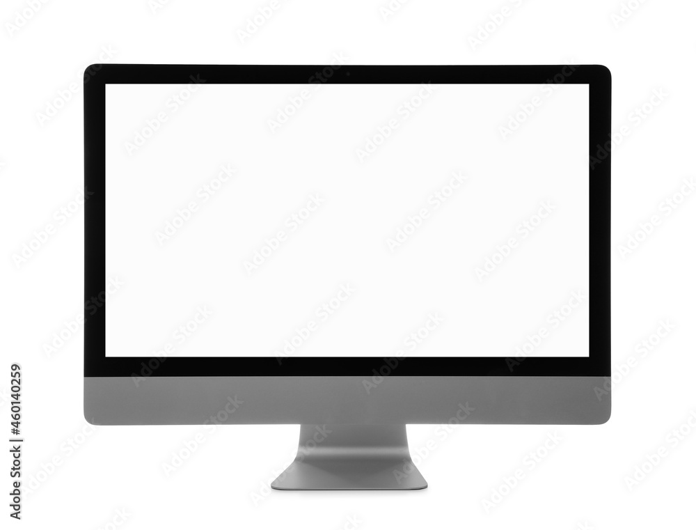 Modern computer with blank screen isolated on white Modern computer with blank screen isolated on white
