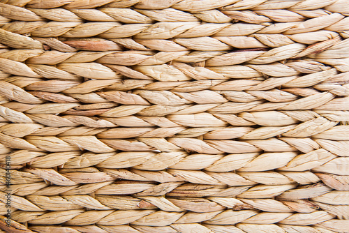 Background texture of straw-colored wicker vine.