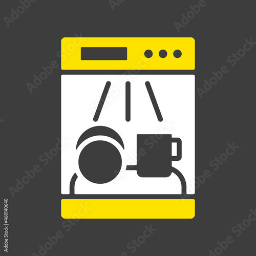Dishwasher vector icon. Electric kitchen appliance