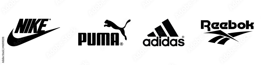 Trampolín Ligeramente algun lado Puma,Nike,Adidas,Reebok. Stock Vector | Adobe Stock
