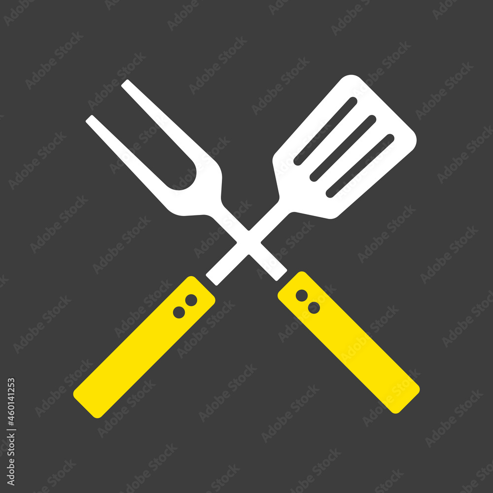 Big fork and spatula icon. Kitchen appliance Big fork and spatula icon. Kitchen appliance
