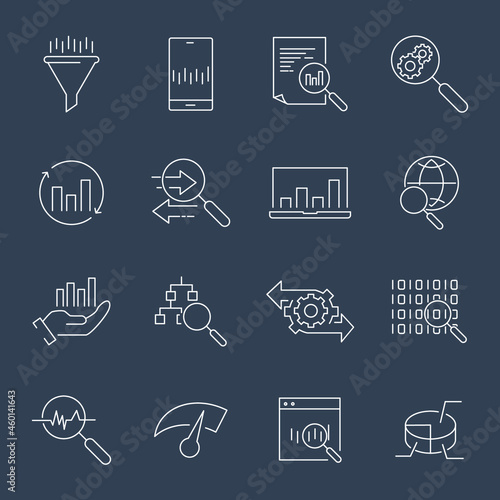 Data Analysis icons set. Data Analysis pack symbol vector elements for infographic web