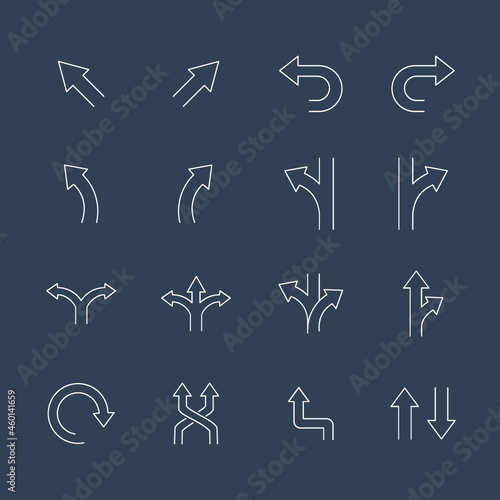 Direction icons set. Direction pack symbol vector elements for infographic web