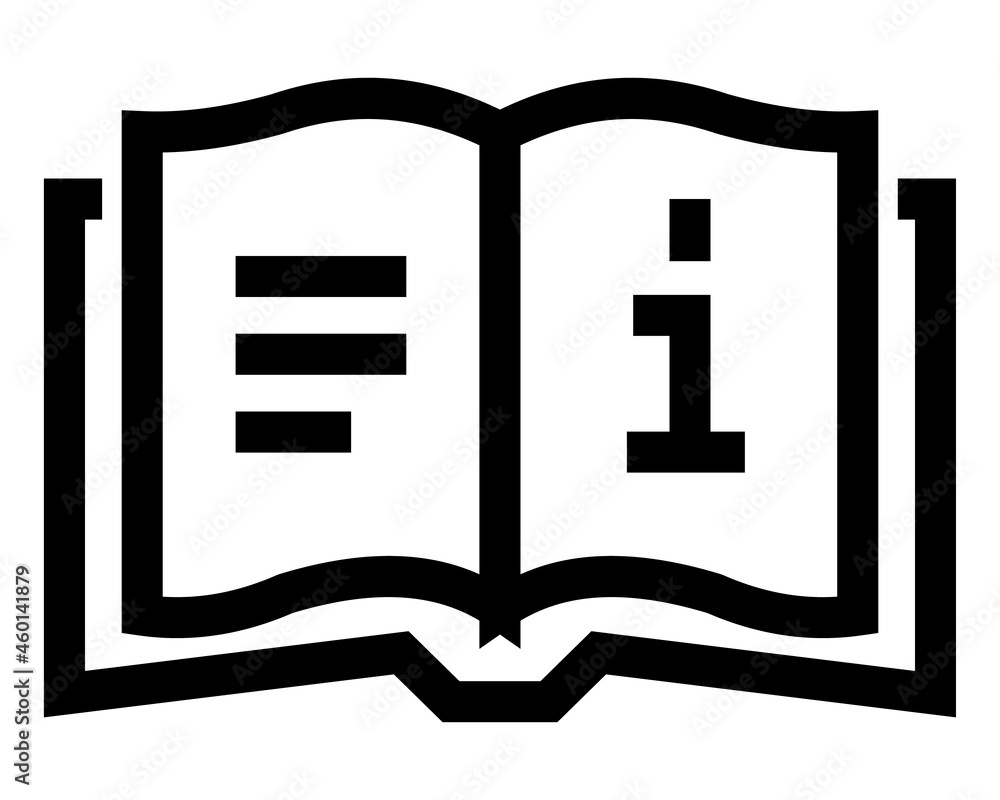 Obraz premium Vector illustration of guide book icon. Monoline drawing style. Black and white color.