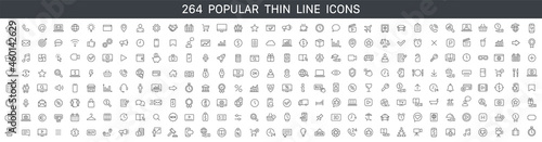 Thin line icons big set. Icons business marketing e-commerce media contact icon vector photo