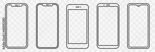 Smartphone outline set. Phone. Mobile phone. Vector illustration