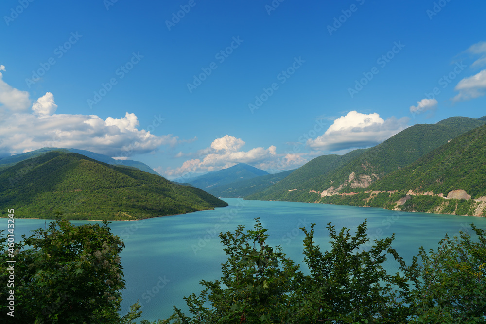 Mountain lake in Georgia, Zhinvalskoe reservoir.