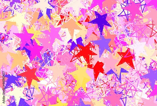 Light Pink  Yellow vector pattern with christmas stars.