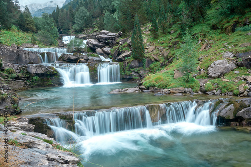 Long exposure of the Gradas De Soaso waterfall on the Arazas river during the summer  Ordesa National Park  Huesca  Spain.