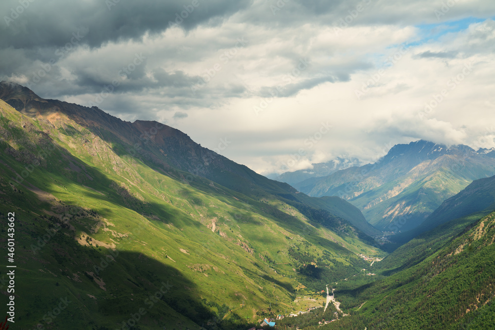 landscape valley mountain gorge with clouds and beautiful sunlight landscape valley mountain gorge with clouds and beautiful sunlight