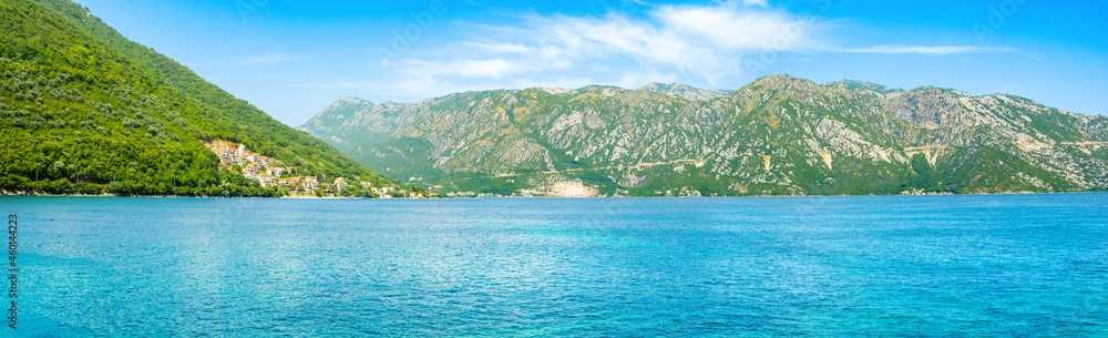 A beautiful summer landscape of the Bay of Kotor coastline - Boka Bay