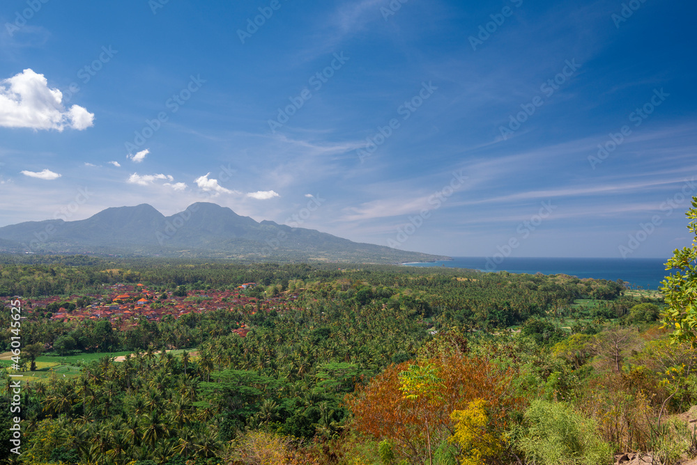 View on Mount Lempuyang on Bali island near Agun volcano, Indonesia