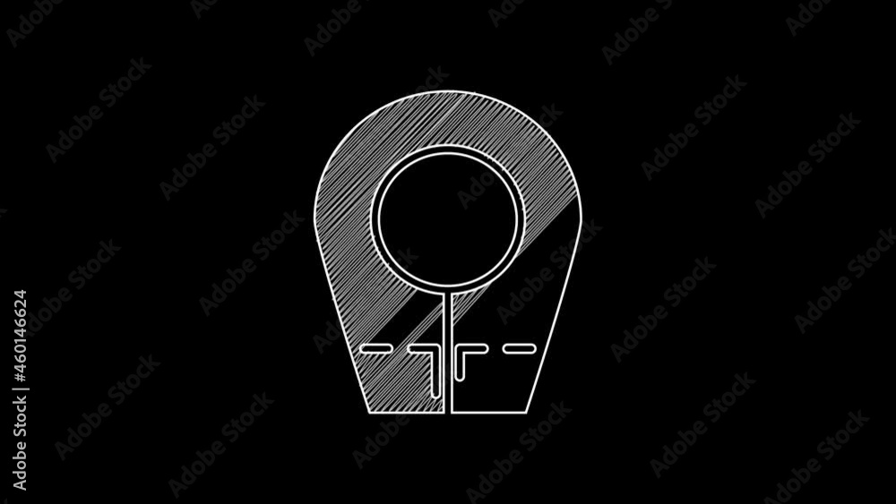 White line Diving hood icon isolated on black background. Spearfishing hat winter swim hood. Diving underwater equipment. 4K Video motion graphic animation White line Diving hood icon isolated on black background. Spearfishing hat winter swim hood. Diving underwater equipment. 4K Video motion graphic animation