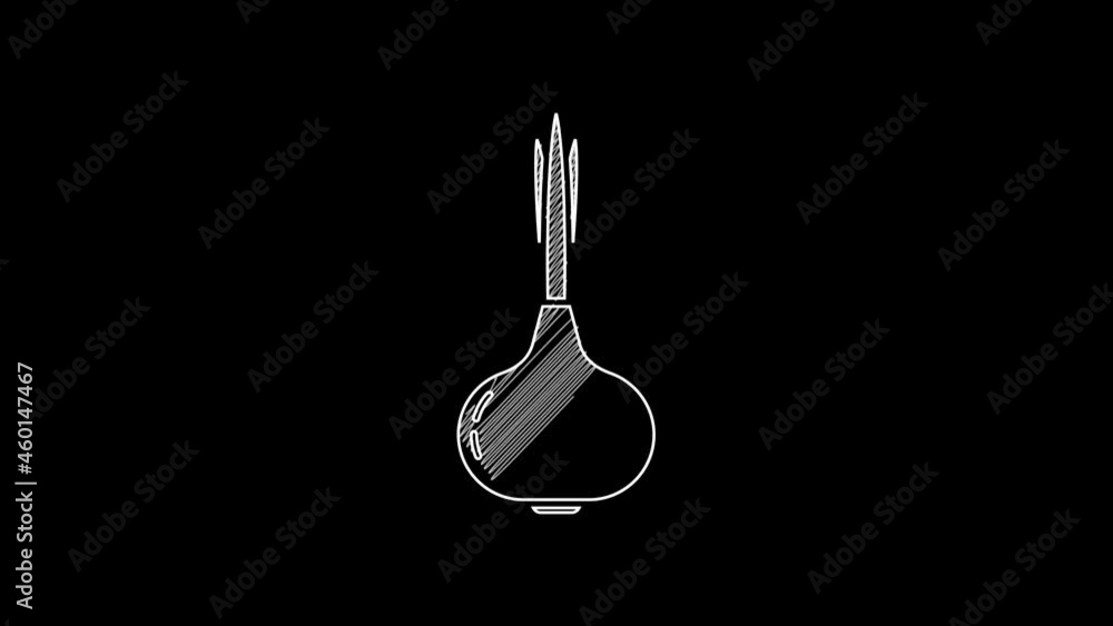 White line Onion icon isolated on black background. 4K Video motion graphic animation