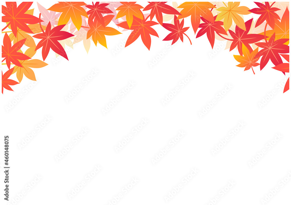 秋　紅葉　フレーム　シンプル　テンプレート