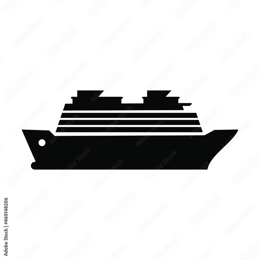 Obraz premium Ship icon illustration vector color black. Editable color. Black silhouette. Suitable for logos, icons, etc