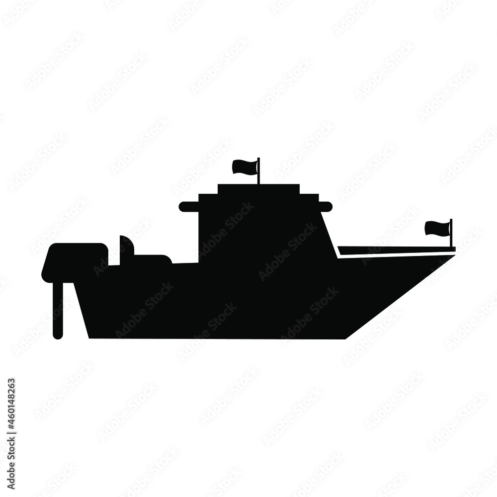 Ship icon illustration vector color black. Editable color. Black silhouette. Suitable for logos, icons, etc