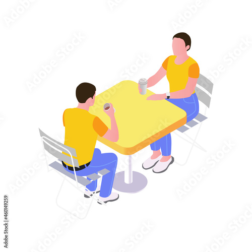 Cafe Table Isometric Illustration