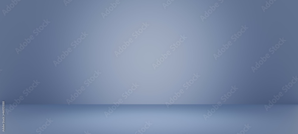 Abstract pastel Blue color and gradient light background with studio table backdrops display product design. Blank empty space room for showing. Blur 3D render podium stage vector texture pattern.