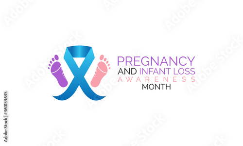 Pregnancy and infant loss awareness month occurs every october banner template design with white background.