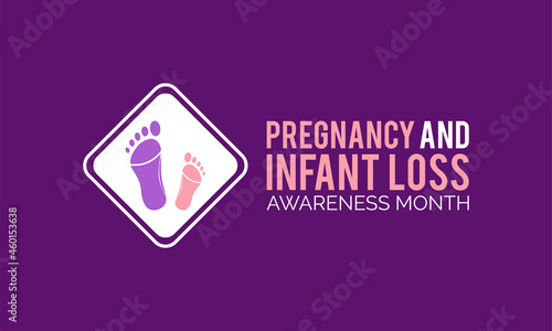 Pregnancy and infant loss awareness month occurs every october banner template design with white background.