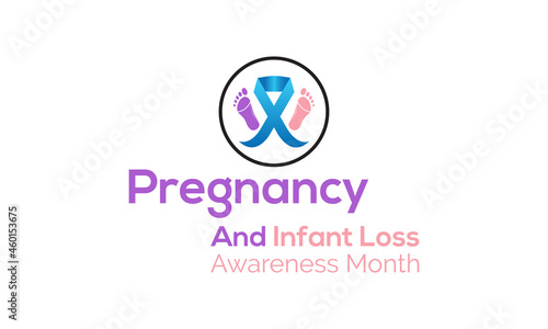 Pregnancy and infant loss awareness month occurs every october banner template design with white background.