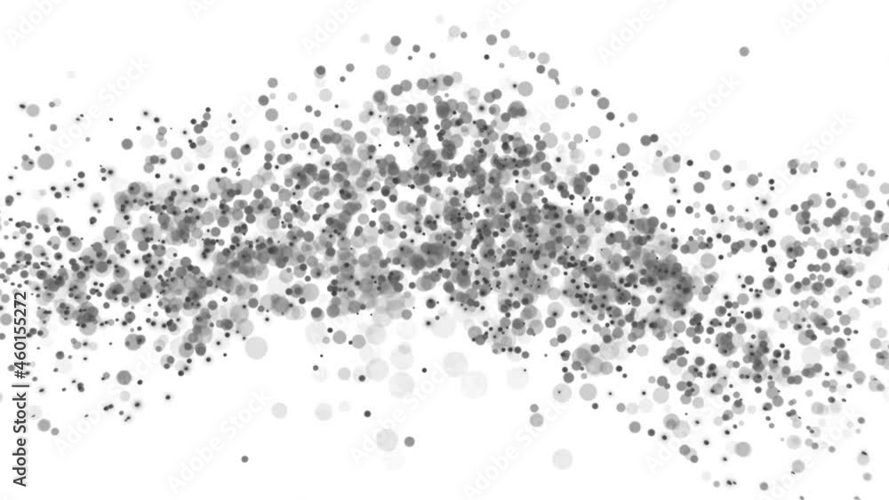 3D Animation mit schwarzen Punkten vor weißem Hintergrund