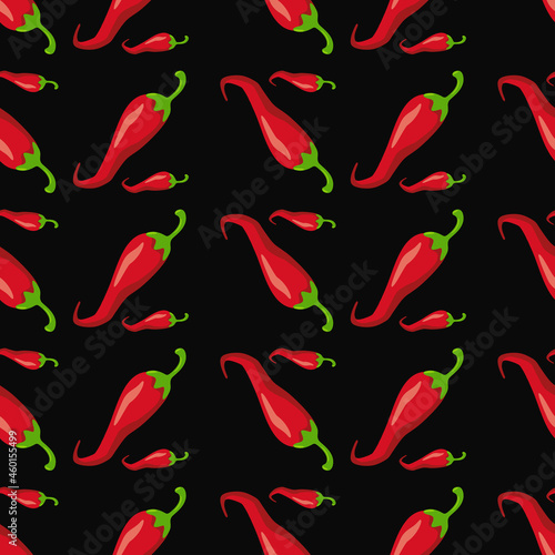  Pepper pattern vector black background, seamless illustration for printing clothes, paper, fabric.